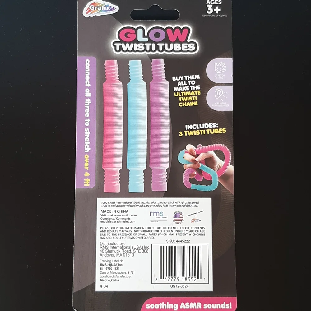 Twisti Tubes Pop Tube Sensory Fidget Toy Grafix 3-count - Picture 6 of 6